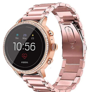 Steel Strap, pink, on a watch, 3/4 front view