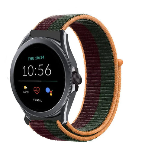 Nylon Strap, dark cherry, on a watch, 3/4 front view