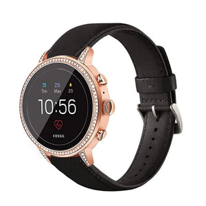 Fossil Gen 4 Venture (HR) Leather Strap (Black)
