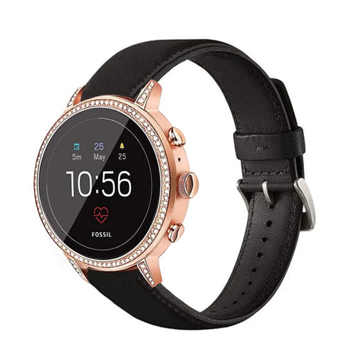 Fossil Gen 4 Venture (HR) Leather Strap (Black)