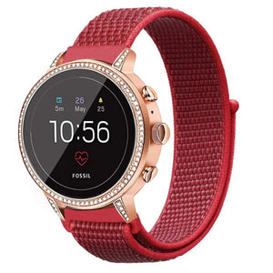 Nylon Strap, red, on a watch, 3/4 front view