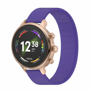 Silicone Elastic Strap, purple, on a watch, 3/4 front view