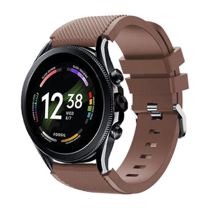 Twill Silicone Strap, brown, on a watch, 3/4 front view