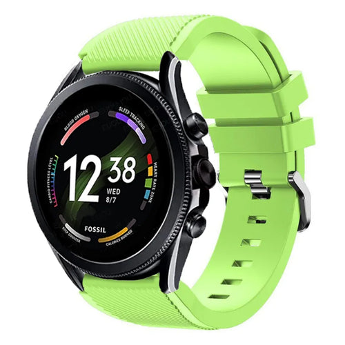 Twill Silicone Strap, light green, on a watch, 3/4 front view