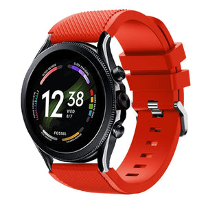 Twill Silicone Strap, red, on a watch, 3/4 front view
