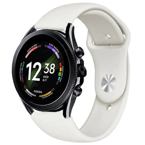 Silicone Sport Strap, white, on a watch, 3/4 front view
