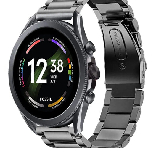 Titanium Strap, graphite, on a watch, 3/4 front view