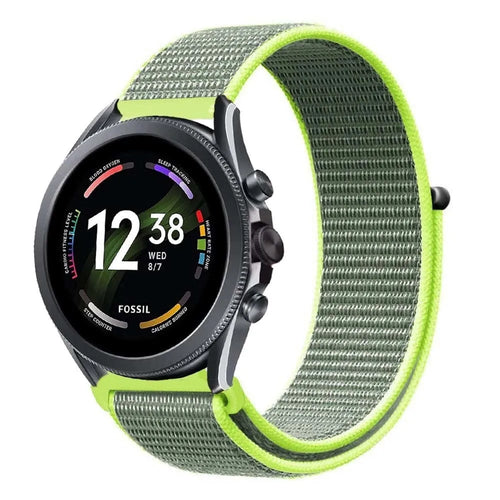 Nylon Strap, fluorescent, on a watch, 3/4 front view