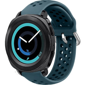 Breathable Silicone Strap, rock green, on a watch, 3/4 front view