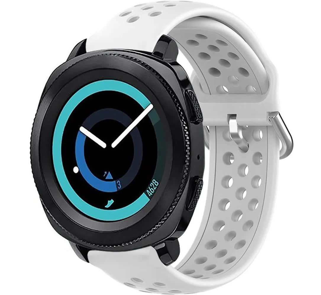 Breathable Silicone Strap, white, on a watch, 3/4 front view