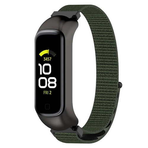 Nylon Strap, green, on a watch, 3/4 front view