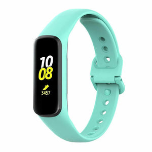 Silicone Strap, aqua, on a watch, 3/4 front view