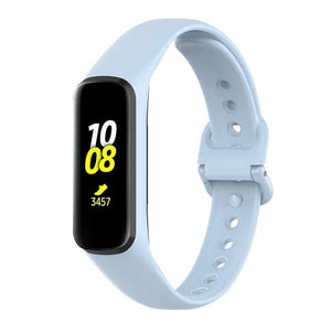 Silicone Strap, light blue, on a watch, 3/4 front view