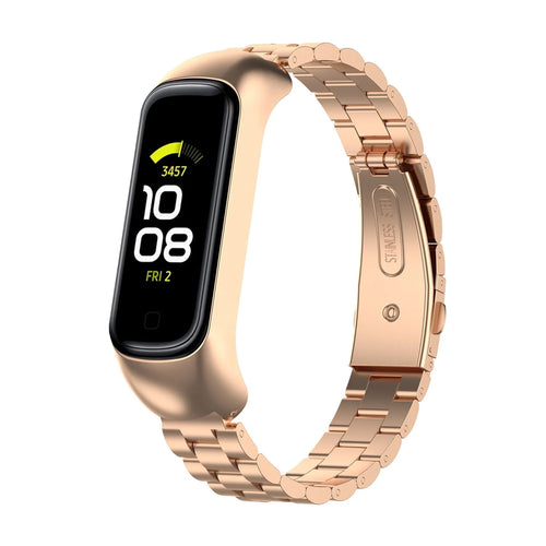 Steel Strap, rose gold, on a watch, 3/4 front view