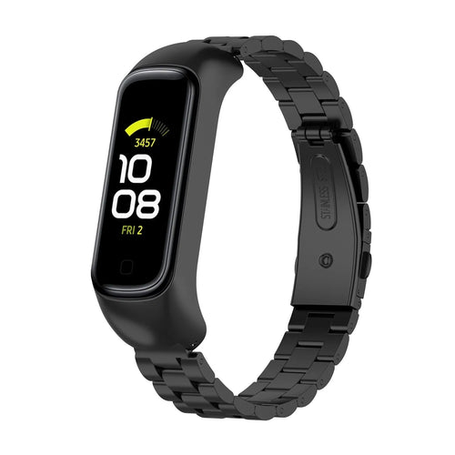 Steel Strap, black, on a watch, 3/4 front view