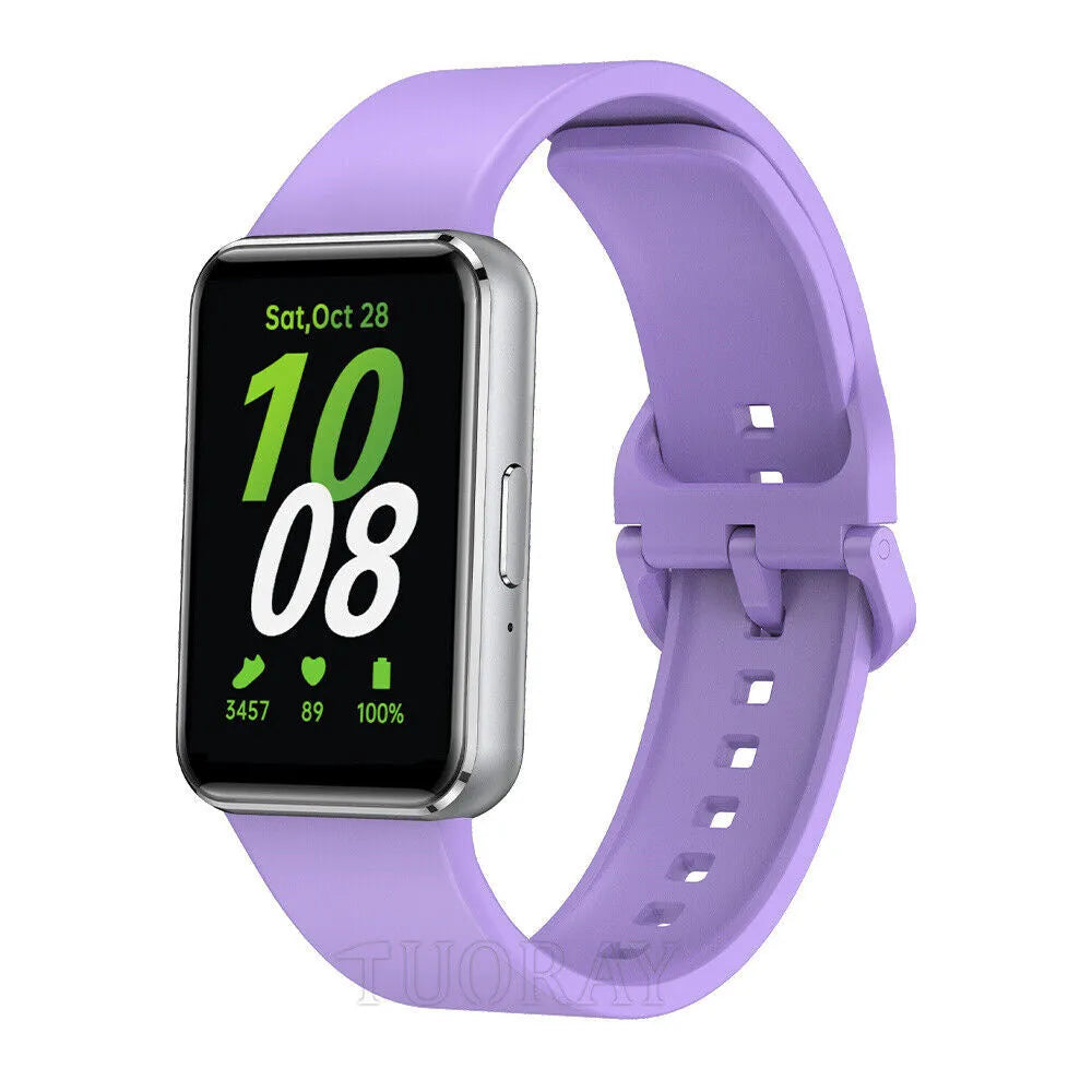 Silicone Strap, lilac, on a watch, 3/4 front view