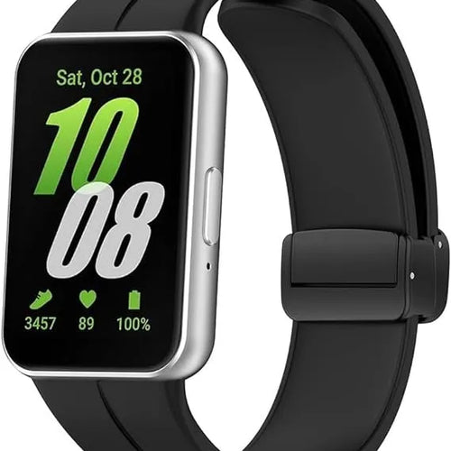 D-Buckle Silicone Strap, black, on a watch, 3/4 front view