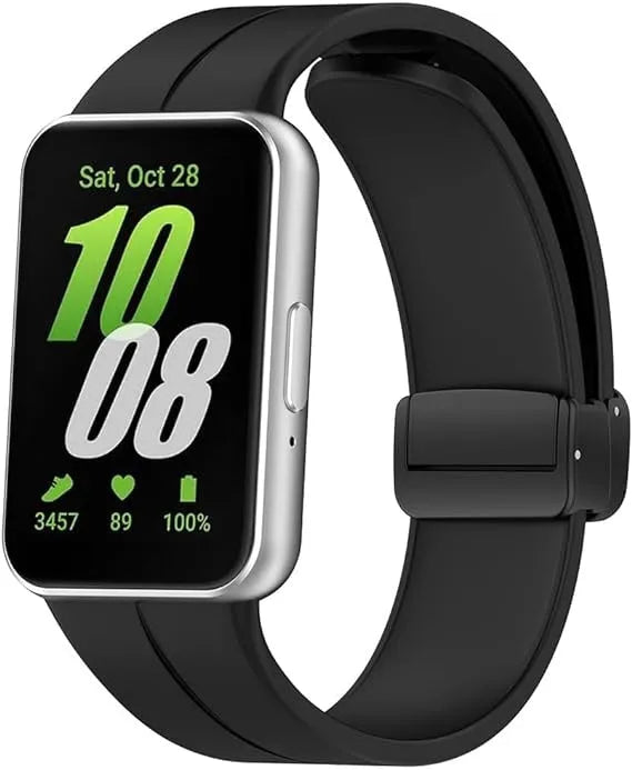 D-Buckle Silicone Strap, black, on a watch, 3/4 front view