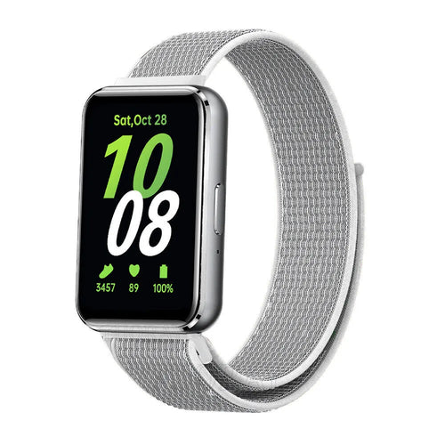 Nylon Strap, white, on a watch, 3/4 front view