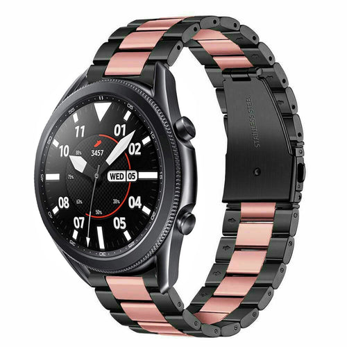 Steel Strap, black/pink, on a watch, 3/4 front view