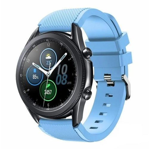 Twill Silicone Strap, sand blue, on a watch, 3/4 front view