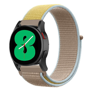 Nylon Strap, camel, on a watch, 3/4 front view