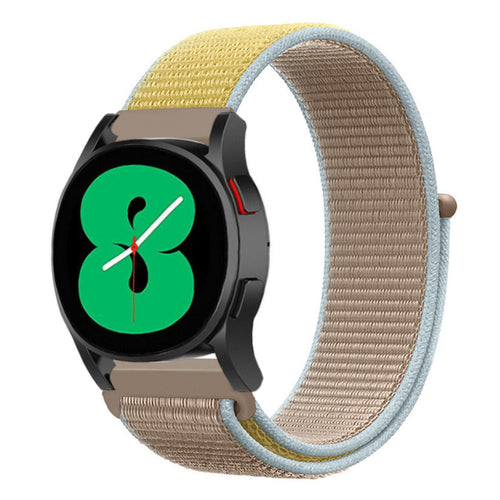 Nylon Strap, camel, on a watch, 3/4 front view