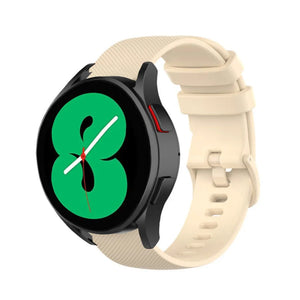 Premium Silicone Strap, beige, on a watch, 3/4 front view