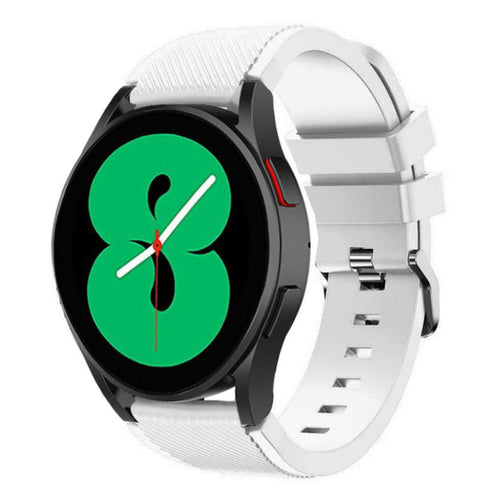 Twill Silicone Strap, white, on a watch, 3/4 front view