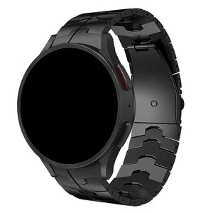 Steel Iron Strap, black, on a watch, 3/4 front view