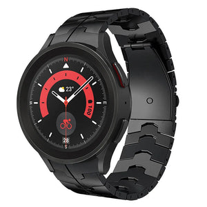 Steel Iron Strap, black, on a watch, 3/4 front view