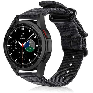 Nylon Buckle Strap, black, on a watch, 3/4 front view