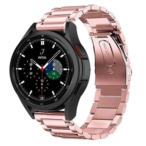 Steel Strap, pink, on a watch, 3/4 front view