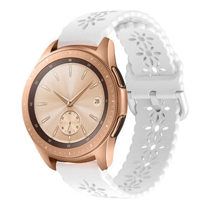 Patterned Silicone Strap, white, on a watch, 3/4 front view