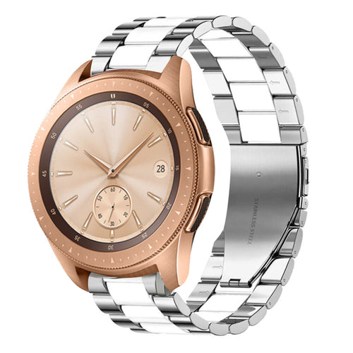 Steel Strap, silver/white, on a watch, 3/4 front view