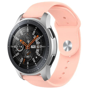 Silicone Sport Strap, pink, on a watch, 3/4 front view