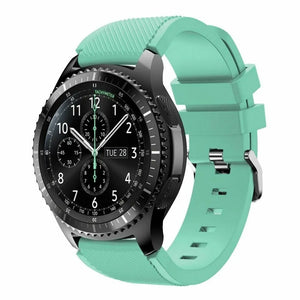 Twill Silicone Strap, aqua, on a watch, 3/4 front view