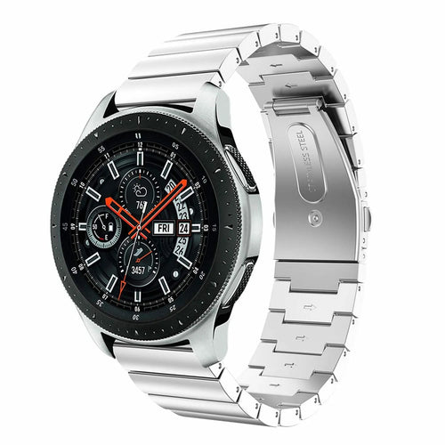 Premium Metal Strap, silver, on a watch, 3/4 front view