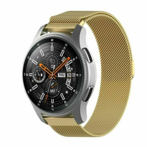 Milanese Strap, gold, on a watch, 3/4 front view