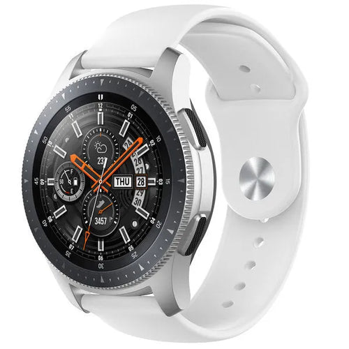 Silicone Sport Strap, white, on a watch, 3/4 front view