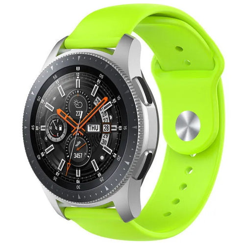 Silicone Sport Strap, light green, on a watch, 3/4 front view