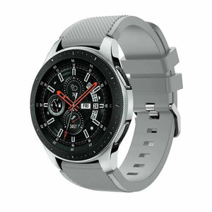 Twill Silicone Strap, grey, on a watch, 3/4 front view