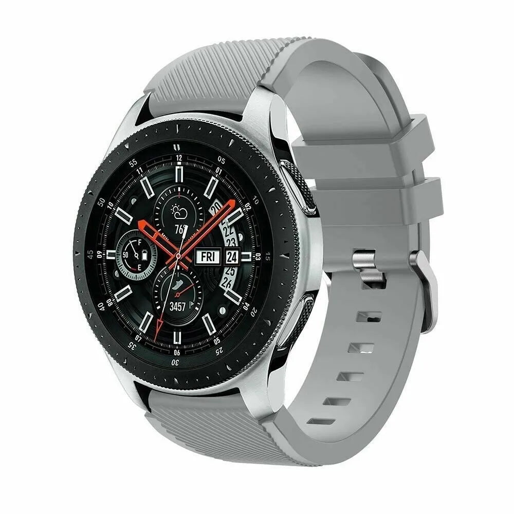 Twill Silicone Strap, grey, on a watch, 3/4 front view