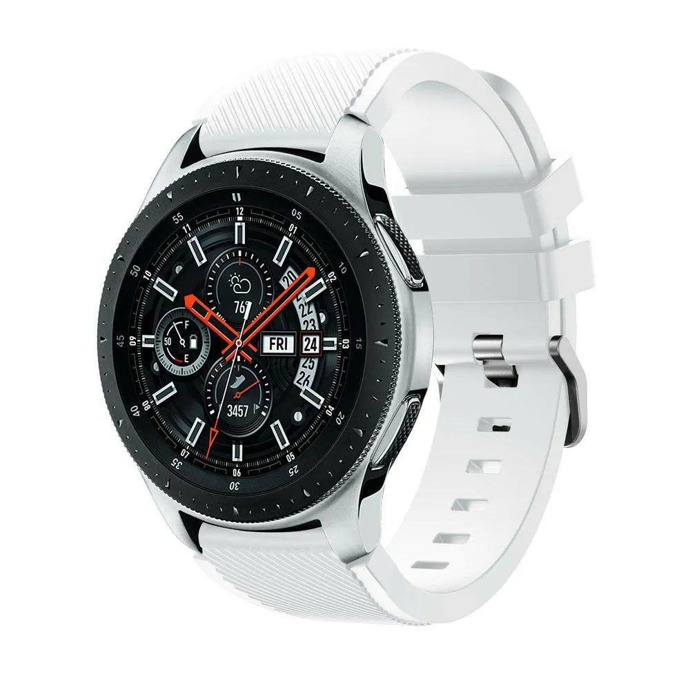Twill Silicone Strap, white, on a watch, 3/4 front view
