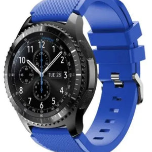 Twill Silicone Strap, blue, on a watch, 3/4 front view