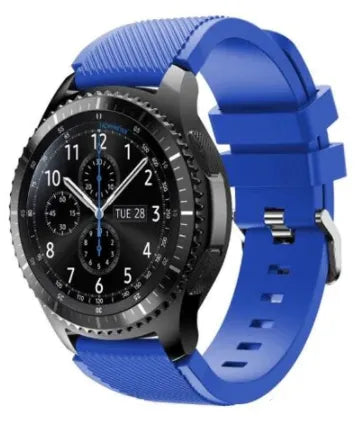 Twill Silicone Strap, blue, on a watch, 3/4 front view