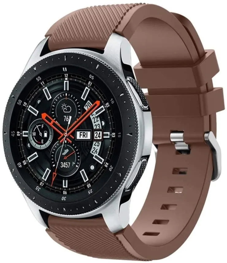 Twill Silicone Strap, brown, on a watch, 3/4 front view