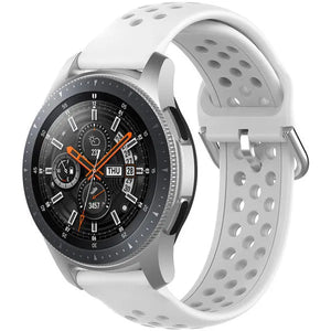 Breathable Silicone Strap, white, on a watch, 3/4 front view