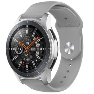 Silicone Sport Strap, grey, on a watch, 3/4 front view