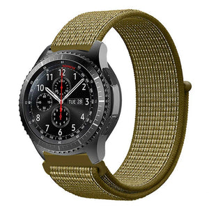 Nylon Strap, olive, on a watch, 3/4 front view